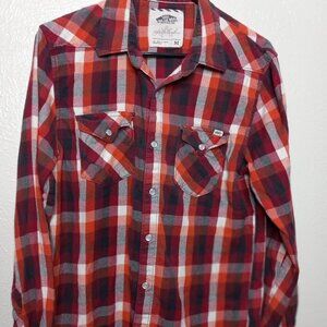 Vans Off The Wall Red Black Plaid Flannel Size M